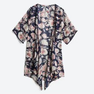 Emory Park Landy crochet trim open front woven cardigan blue